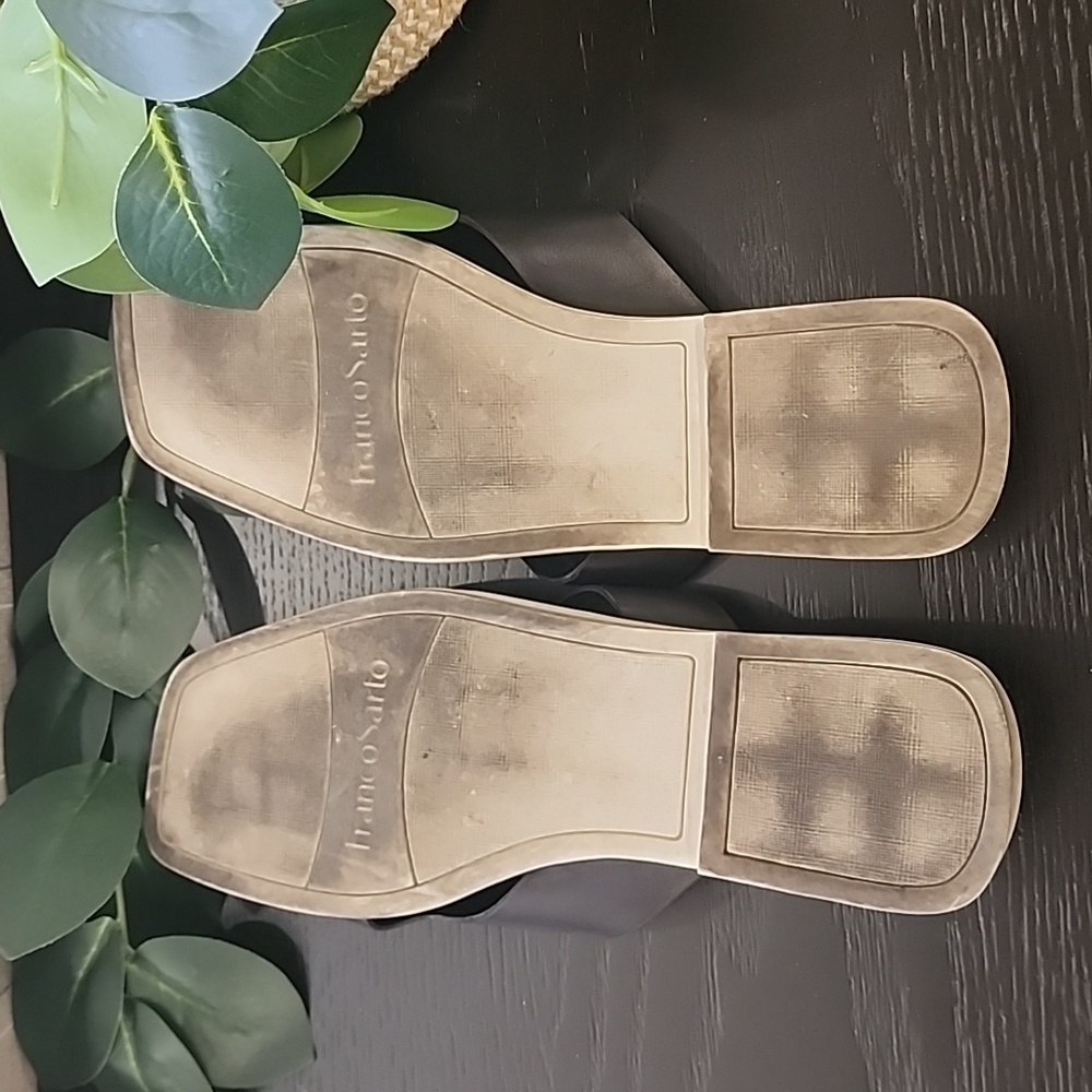 FRANCO SARTO Molana Leather Sandals 7.5 Slides Minimalist Buckle Square Toe - Picture 10 of 15